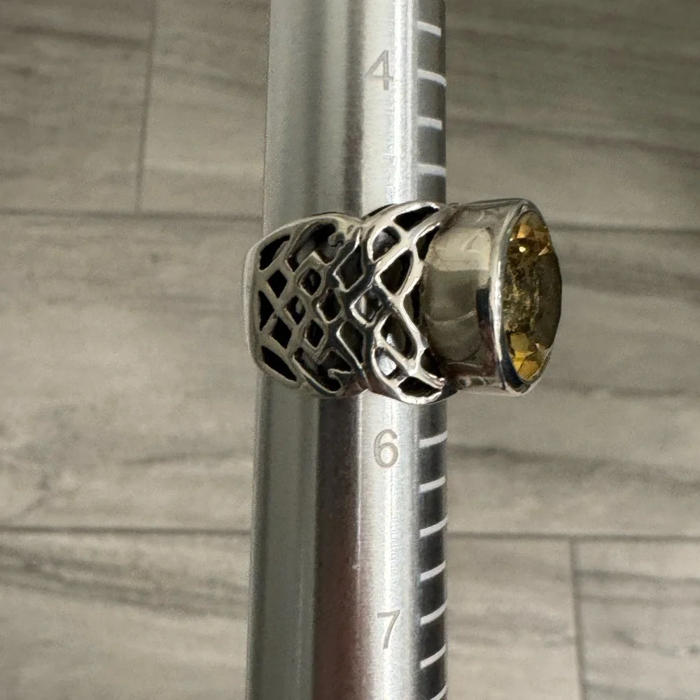 Retired Silpada Celtic Open Weave Citrine Ring R1425 - Sz 5 - Picture 8 of 10